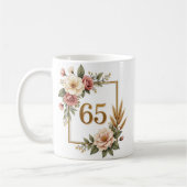 Elegante Bloem 65e Verjaardag Aangepaste Naam & Da Koffiemok (Links)