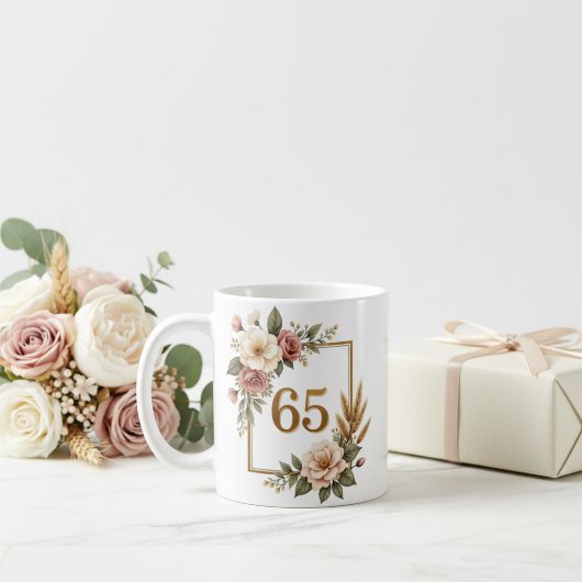 Elegante Bloem 65e Verjaardag Aangepaste Naam & Da Koffiemok
