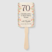 Elegante Bloem 70 Jaar Party Bloemen 70ste Verjaar Handwaaier (Voorkant)