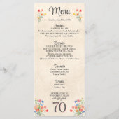 Elegante Bloem 70 Jaar Party Bloemen 70ste Verjaar Menu (Voorkant)