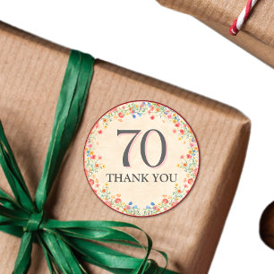 Elegante Bloem 70 Jaar Party Bloemen 70ste Verjaar Ronde Sticker