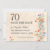 Elegante Bloem 70 Jaar Party Bloemen 70ste Verjaar Save The Date (Voorkant)
