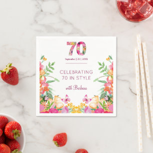 Elegante Bloem 70e Verjaardag Vlinder Feest Servet