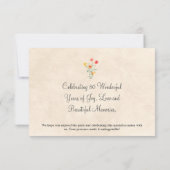 Elegante Bloem 80 Jaar Party Bloemen 80ste Verjaar Bedankkaart (Achterkant)