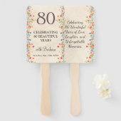 Elegante Bloem 80 Jaar Party Bloemen 80ste Verjaar Handwaaier (Voorkant en achterkant)
