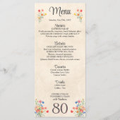 Elegante Bloem 80 Jaar Party Bloemen 80ste Verjaar Menu (Voorkant)