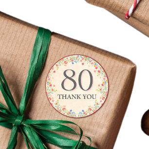 Elegante Bloem 80 Jaar Party Bloemen 80ste Verjaar Ronde Sticker
