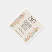Elegante Bloem 80 Jaar Party Bloemen 80ste Verjaar Servet (Hoek)
