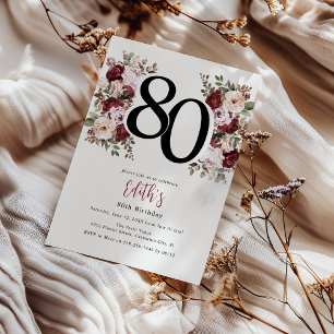 Elegante bloem 80ste verjaardag kaart