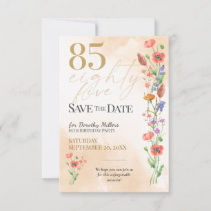 Elegante bloem 85ste verjaardag - 85 jaar feest save the date