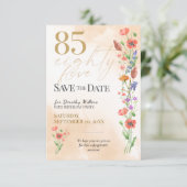 Elegante bloem 85ste verjaardag - 85 jaar feest save the date (Staand voorkant)
