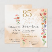 Elegante bloem 85ste verjaardag - 85 jaar feest save the date (Voorkant / Achterkant)
