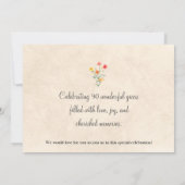 Elegante bloem 90 jaar - Bloemen 90ste verjaardag Save The Date (Achterkant)