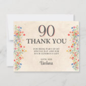 Elegante bloem 90 jaar feest Bloemen 90ste verjaar Bedankkaart (Voorkant)