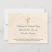 Elegante bloem 90 jaar feest Bloemen 90ste verjaar Bedankkaart (Achterkant)