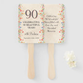 Elegante bloem 90 jaar feest Bloemen 90ste verjaar Handwaaier
