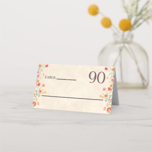 Elegante bloem 90 jaar feest Bloemen 90ste verjaar Plaatskaartje (Voorkant)