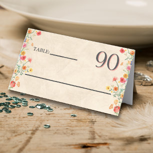 Elegante bloem 90 jaar feest Bloemen 90ste verjaar Plaatskaartje
