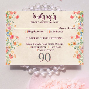 Elegante bloem 90 jaar feest Bloemen 90ste verjaar RSVP Kaartje