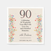 Elegante bloem 90 jaar feest Bloemen 90ste verjaar Servet (Voorkant)