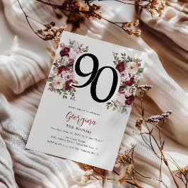 Elegante bloem 90ste verjaardag kaart