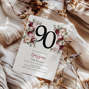 Elegante bloem 90ste verjaardag kaart