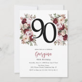 Elegante bloem 90ste verjaardag kaart (Voorkant)