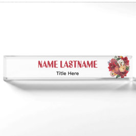 Elegante bloem aangepaste naam naambordje