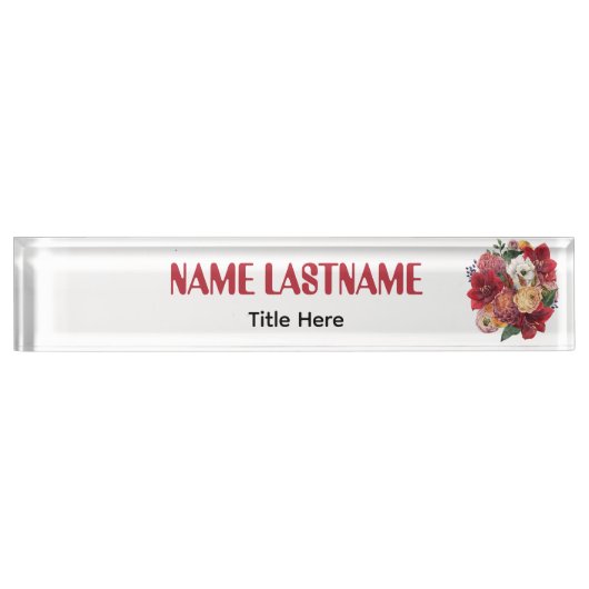 Elegante bloem aangepaste naam naambordje (Voorkant)