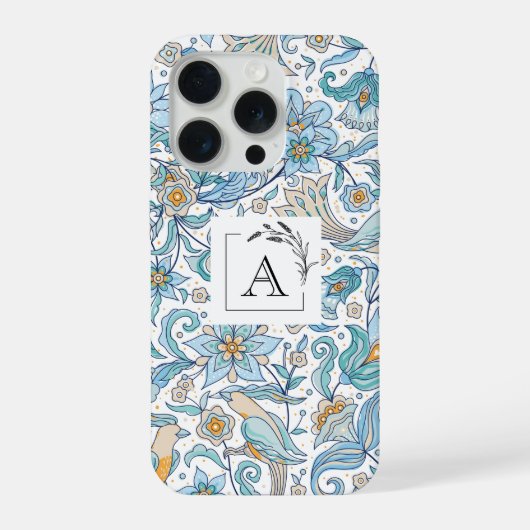 Elegante Bloem Arabesk iPhone 15 Pro Hoesje (Achterkant)
