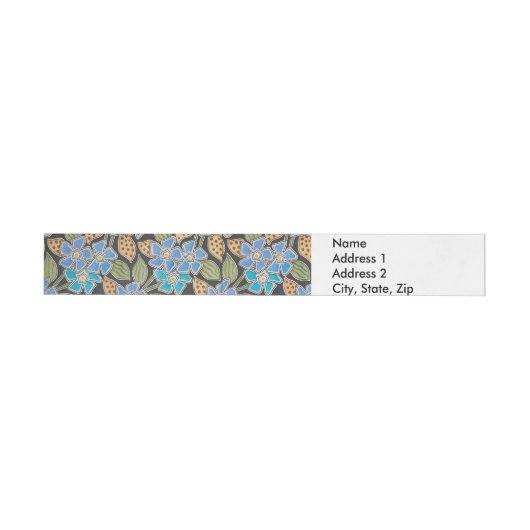 Elegante Bloem Blauw Periwinkle Floral Classic Adreslabel Wikkel (Individueel)