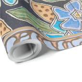 Elegante Bloem Blauw Periwinkle Floral Classic Cadeaupapier (Rol Hoek)