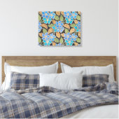 Elegante Bloem Blauw Periwinkle Floral Classic Canvas Afdruk (Insitu (Slaapkamer))