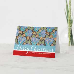 Elegante Bloem Blauw Periwinkle Floral Classic Feestdagen Kaart