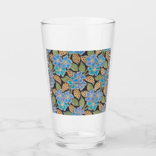 Elegante Bloem Blauw Periwinkle Floral Classic Glas (Voorkant)