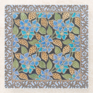 Elegante Bloem Blauw Periwinkle Floral Classic Glazen Onderzetter