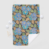 Elegante Bloem Blauw Periwinkle Floral Classic Golfhanddoek (Insitu)