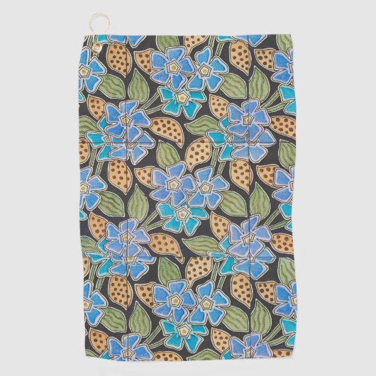 Elegante Bloem Blauw Periwinkle Floral Classic Golfhanddoek (Voorkant)