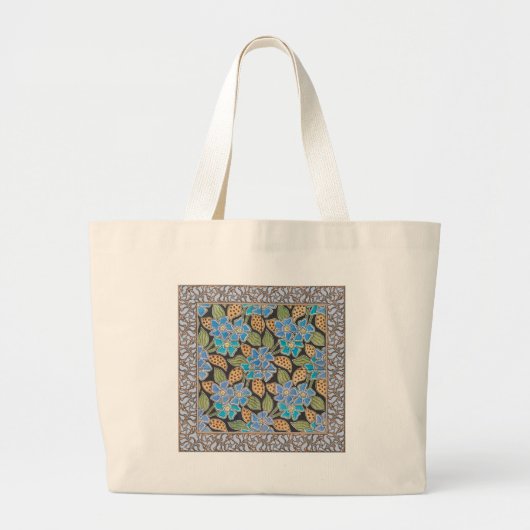Elegante Bloem Blauw Periwinkle Floral Classic Grote Tote Bag (Voorkant)