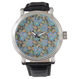 Elegante Bloem Blauw Periwinkle Floral Classic Horloge