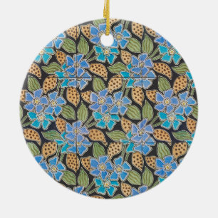 Elegante Bloem Blauw Periwinkle Floral Classic Keramisch Ornament