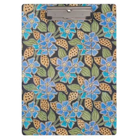 Elegante Bloem Blauw Periwinkle Floral Classic Klembord (Voorkant)