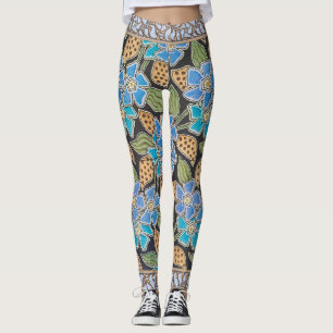 Elegante Bloem Blauw Periwinkle Floral Classic Leggings