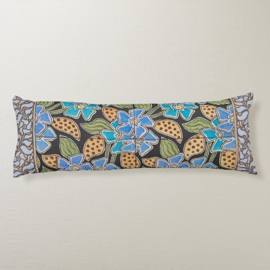 Elegante Bloem Blauw Periwinkle Floral Classic Lichaamskussen (Achterkant)