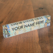 Elegante Bloem Blauw Periwinkle Floral Classic Naambordje (Zijkant)