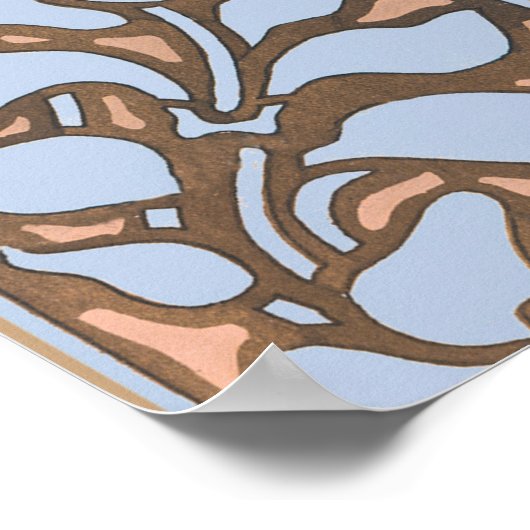 Elegante Bloem Blauw Periwinkle Floral Classic Poster (Hoek)