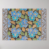 Elegante Bloem Blauw Periwinkle Floral Classic Poster (Voorkant)