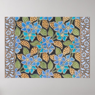 Elegante Bloem Blauw Periwinkle Floral Classic Poster