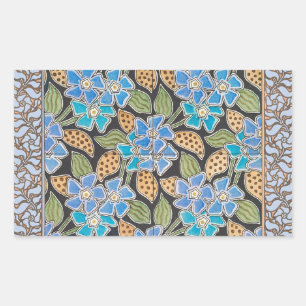 Elegante Bloem Blauw Periwinkle Floral Classic Rechthoekige Sticker