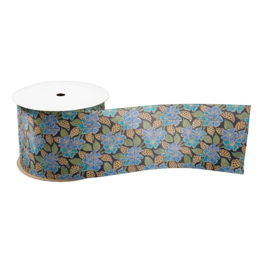 Elegante Bloem Blauw Periwinkle Floral Classic Satijnen Lint (Spoel)